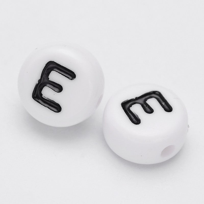 White Round Alphabet Beads