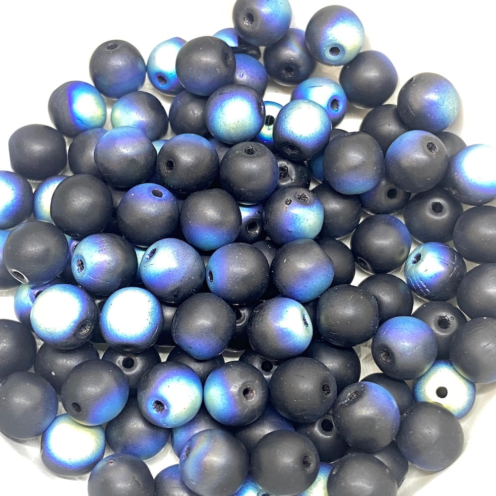 Black, White & Clear Czech Glass Beads