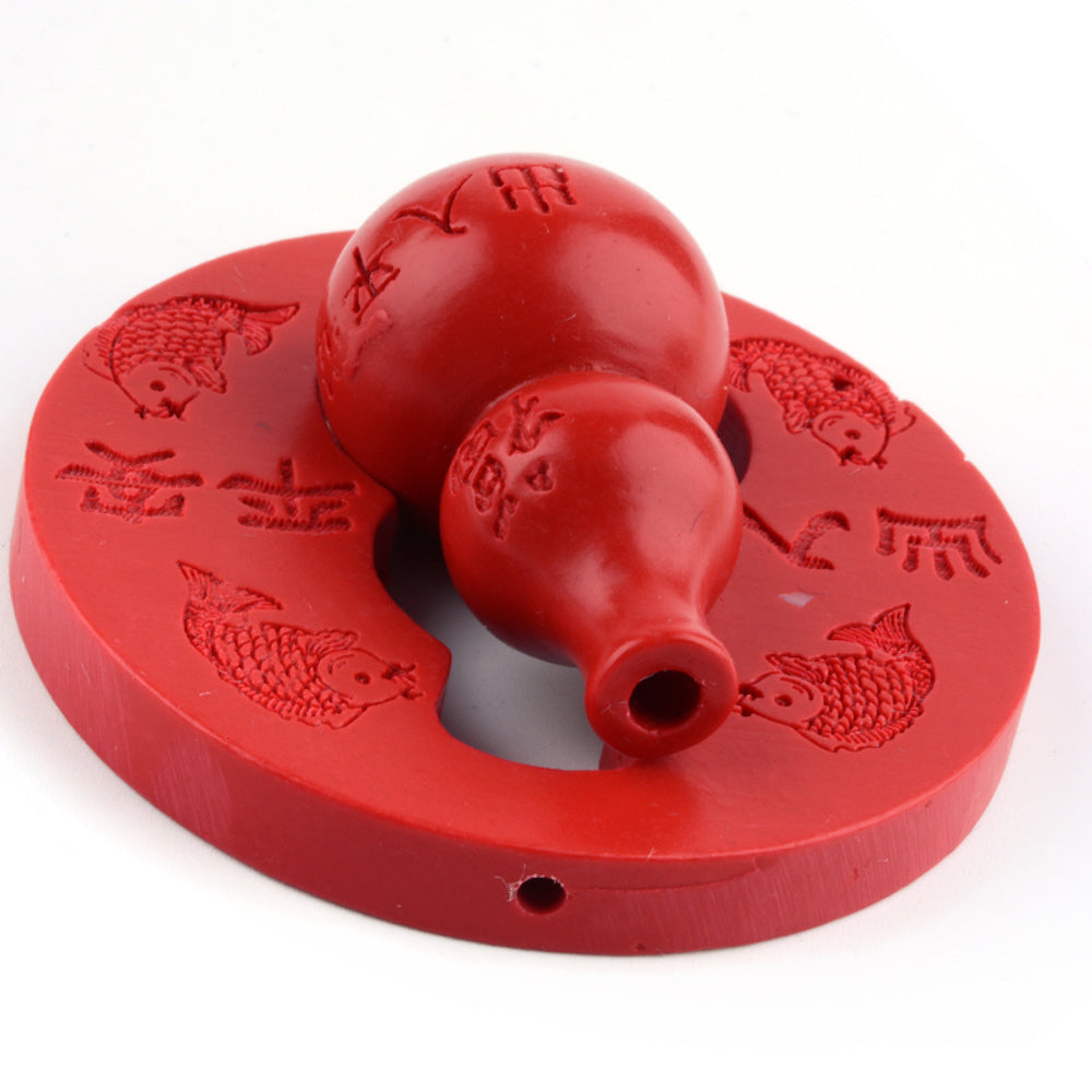 Gourd Pendant Set (1) - Red - Cinnabar Oriental Carved Bead