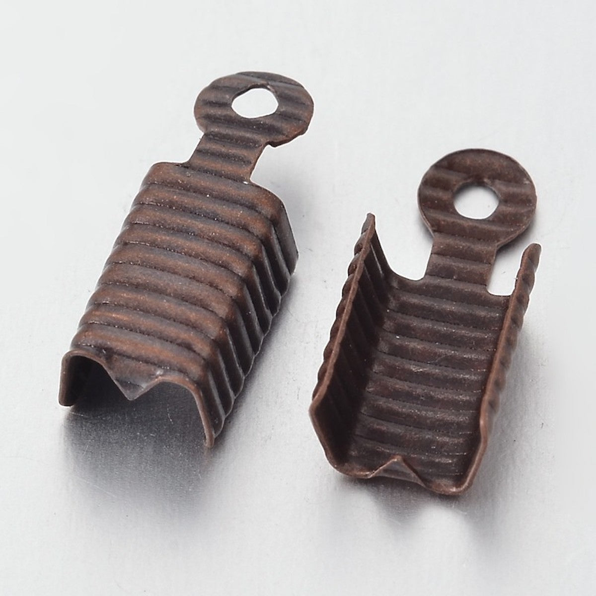 10mm Fold-Over End Crimp (20) - Ancient Brass