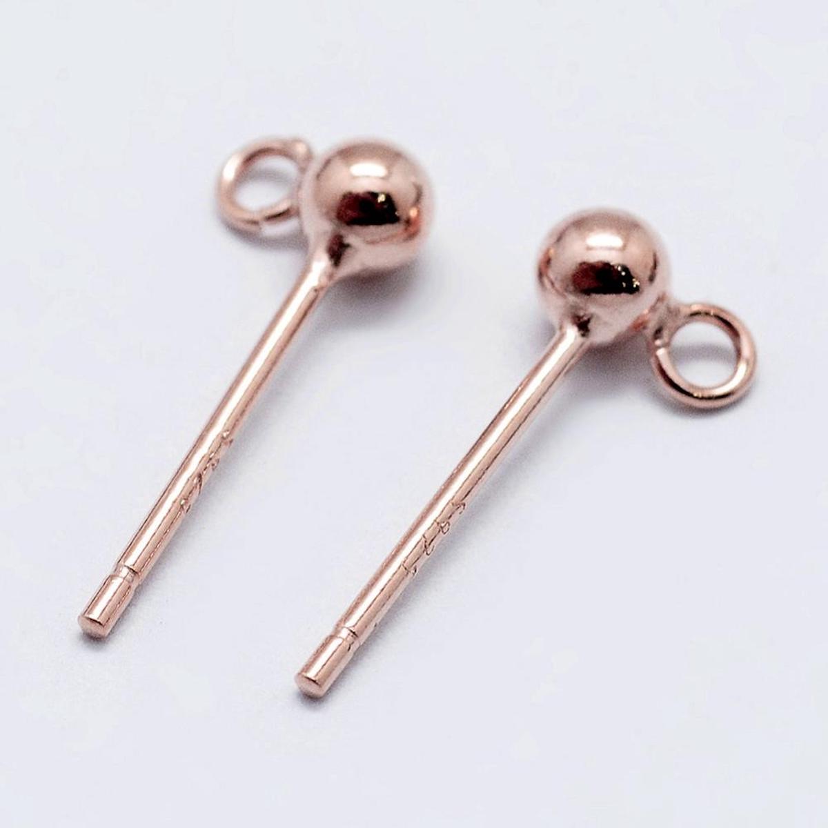 2.5mm Stud Fitting (2) - Rose Gold (Sterling Silver Base)