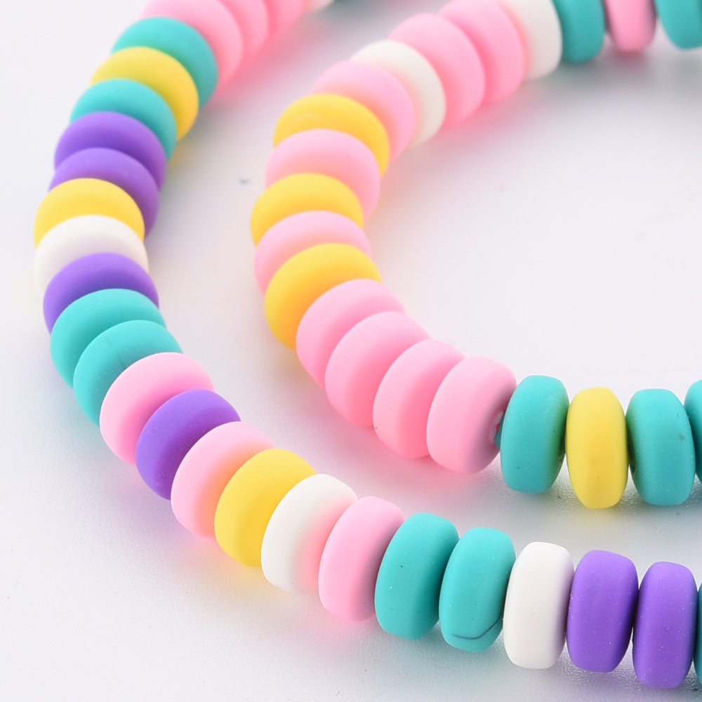 6x3mm Rondelles Beads (1 Strand) - Hand Made Clay