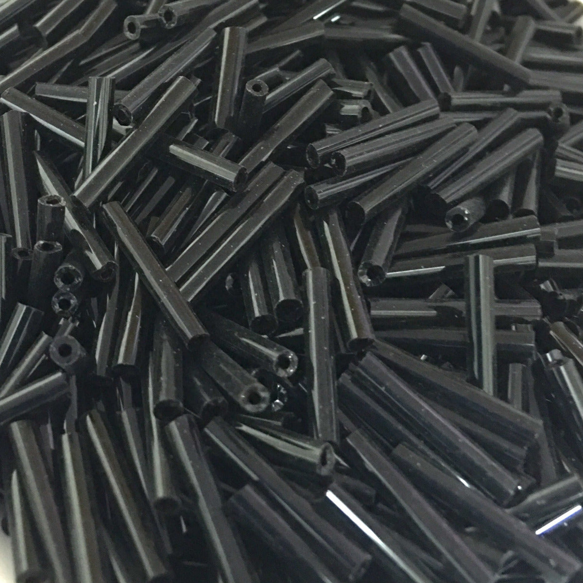 Black - 12mm Opaque (50g) - Bugle Seed Beads