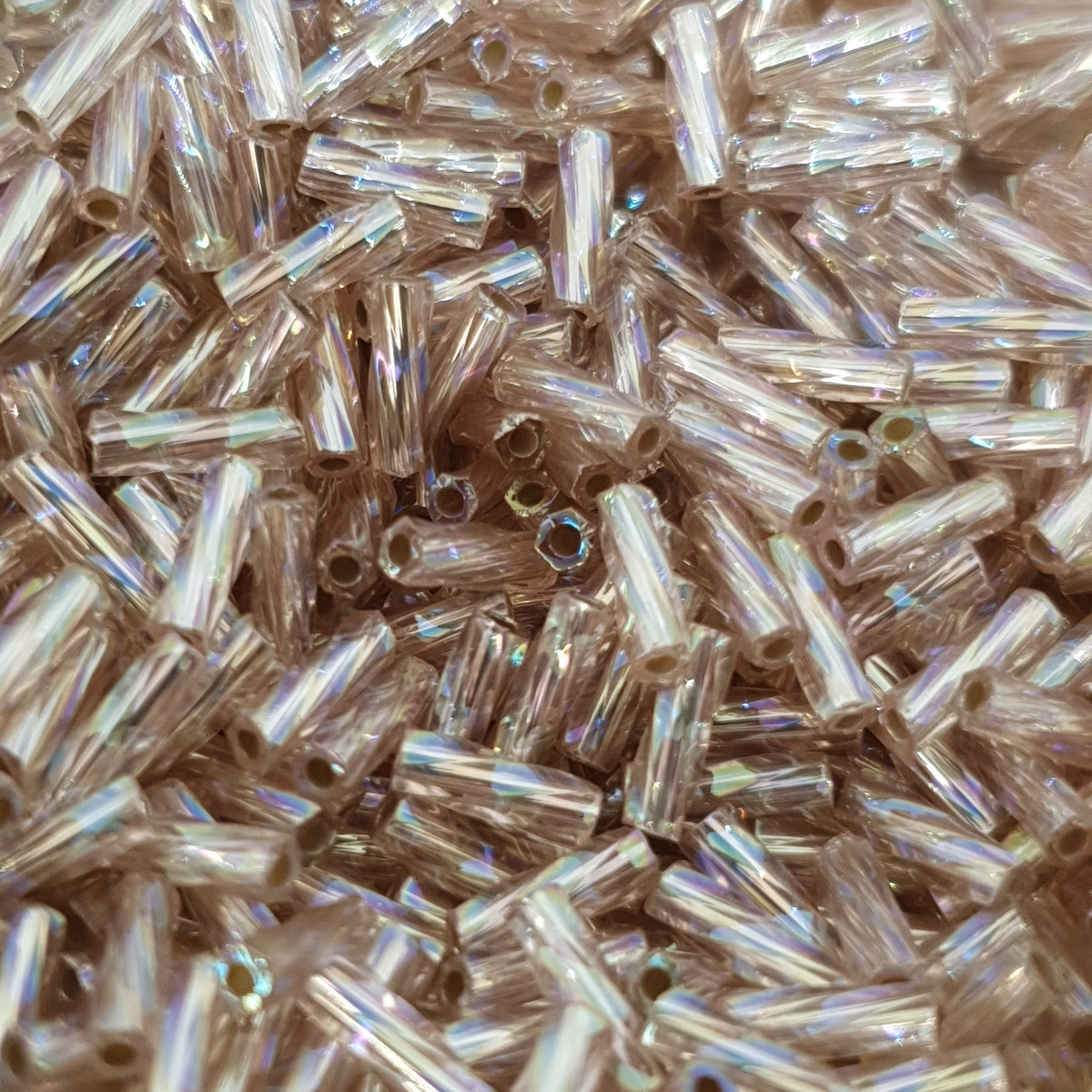 6mm (#39r) Pink Rose Silverlined Rainbow - Spiral Bugle - 15g Tube