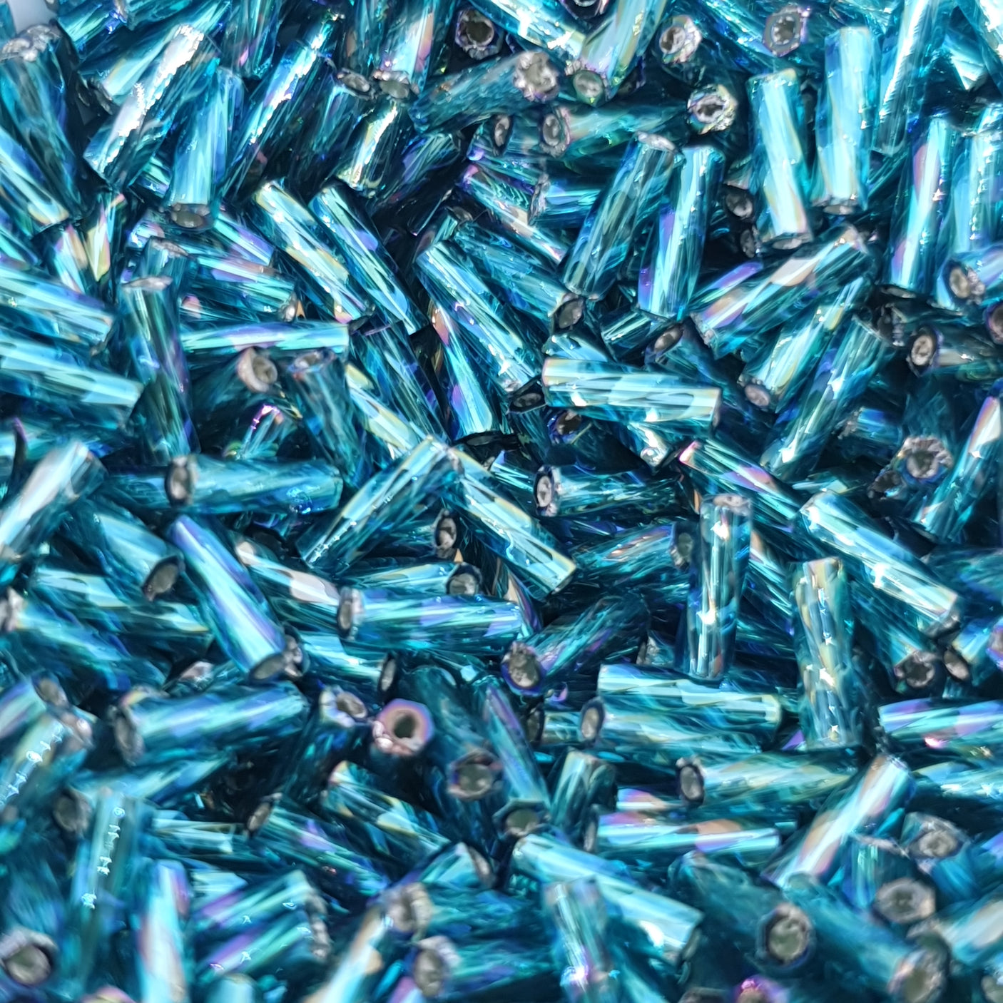 6mm (#51r) Teal Silverlined Rainbow - Spiral Bugle - 15g Tube