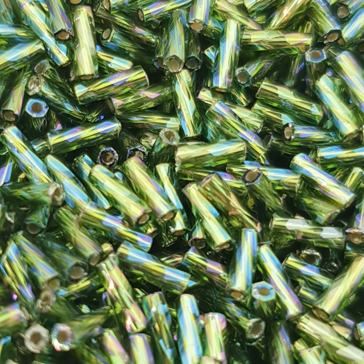 6mm (#55r) Olive Silverlined Rainbow - Spiral Bugle - 15g Tube