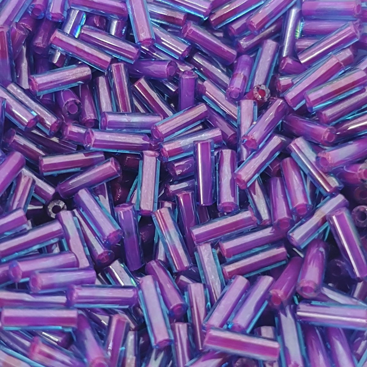 6mm (#228) Purple Lined Transparent Blue - Bugle - 15g Tube