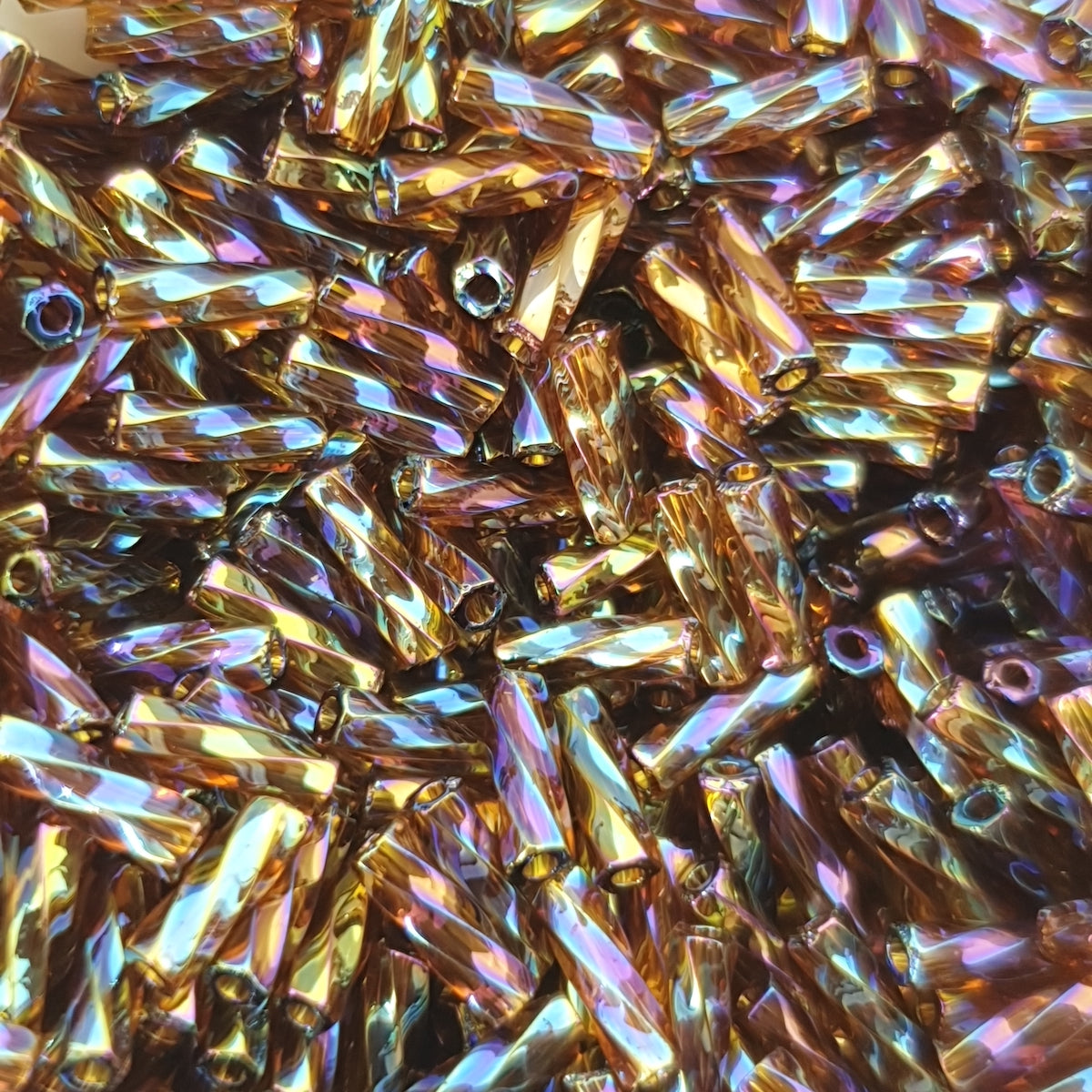 6mm (#551r) Yellow Transparent Rainbow - Spiral Bugle - 15g Tube