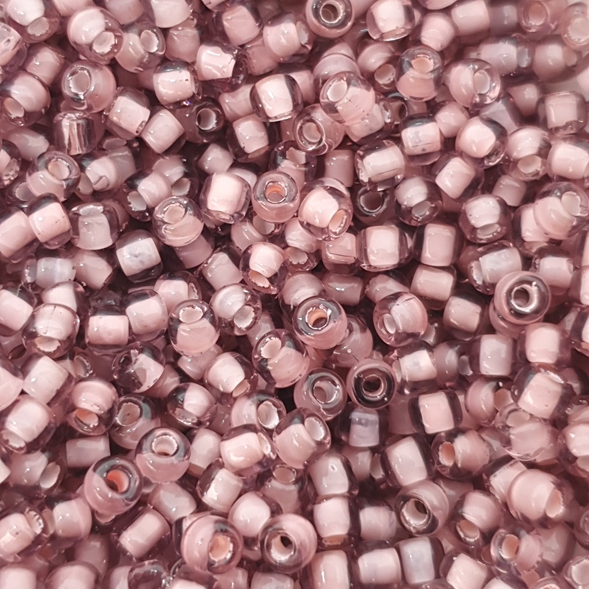 8/0 (#10/212) Light Pink Lined Transparent Light Amethyst - 22g Tube