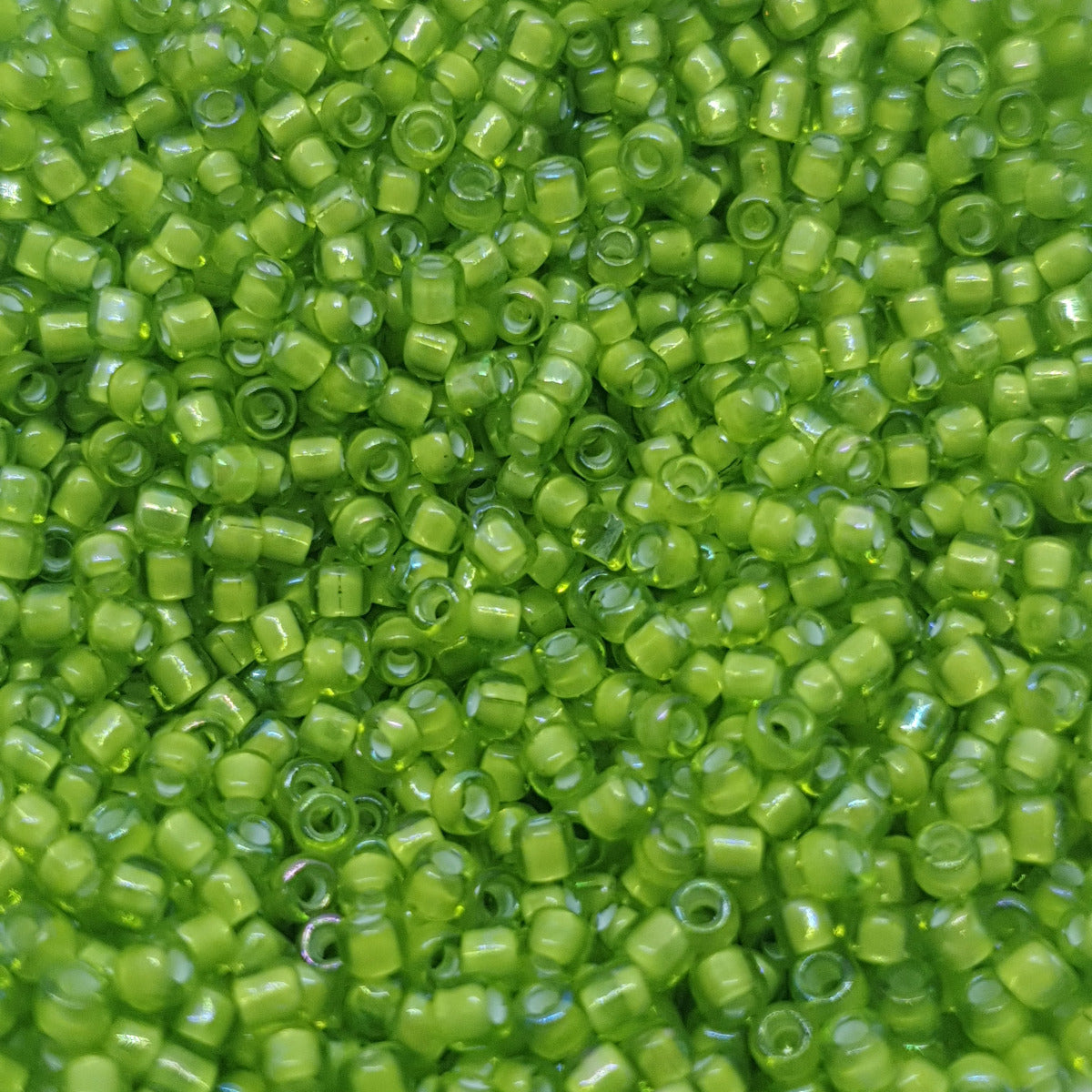 12/0 (#18/218r) Light Pink Lined Lime Rainbow - 23g Tube