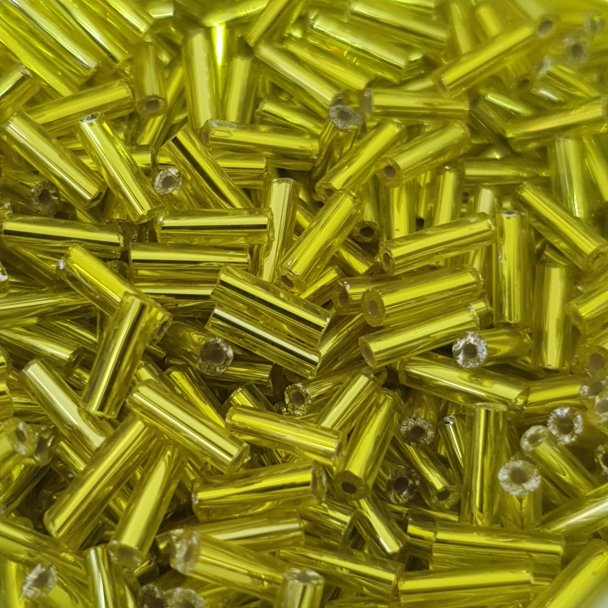 Lemon/Lime - 6mm Silverlined (50g) - Bugle Seed Beads