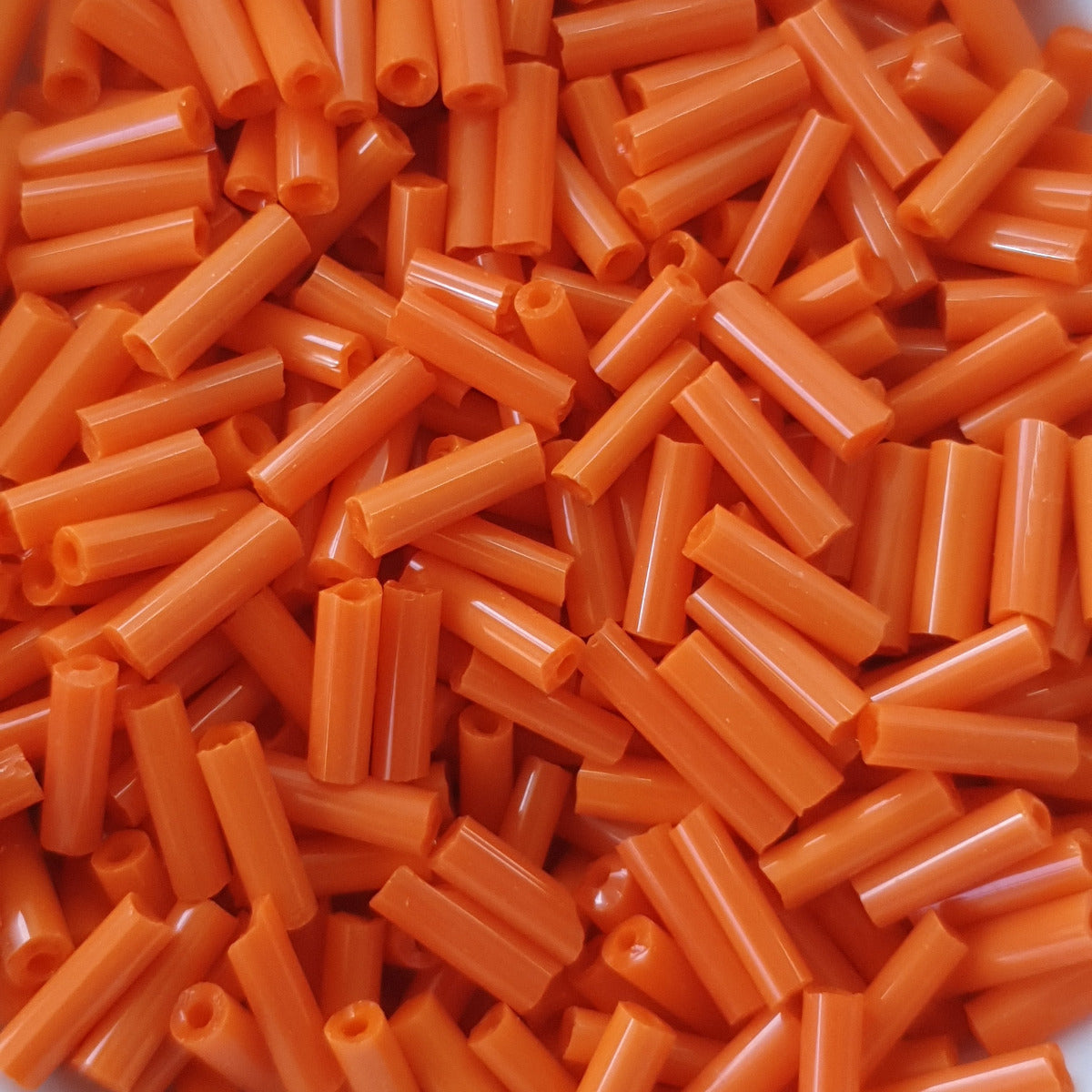 Orange - 6mm Opaque (50g) - Bugle Seed Beads