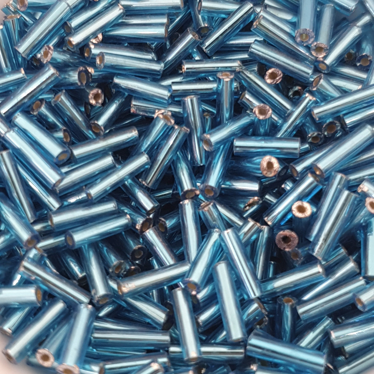 Aqua - 6mm Silverlined (50g) - Bugle Seed Beads