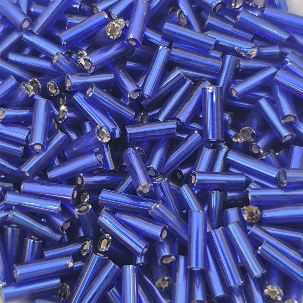 Sapphire Blue - 6mm Silverlined (50g) - Bugle Seed Beads