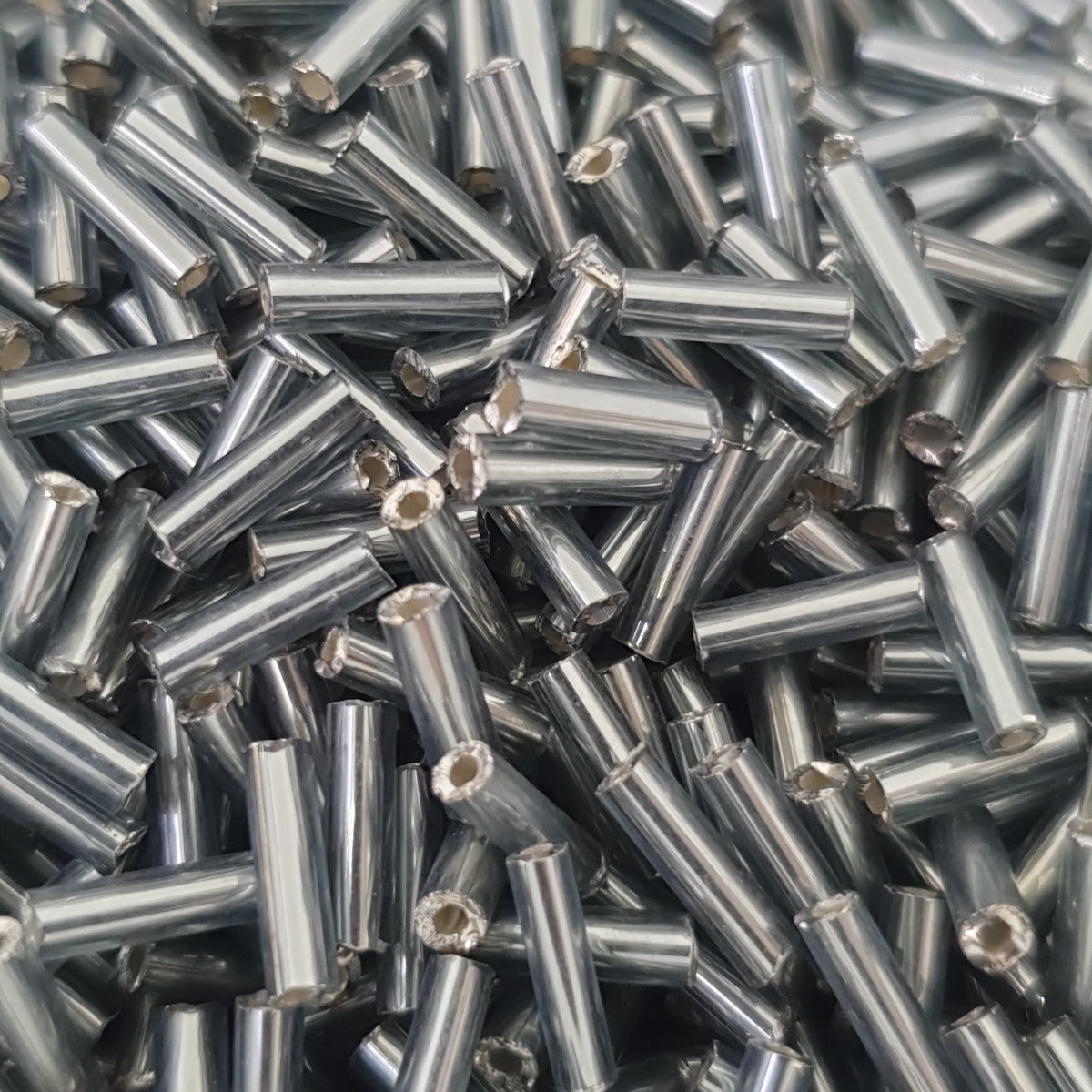 Grey - 6mm Silverlined (50g) - Bugle Seed Beads