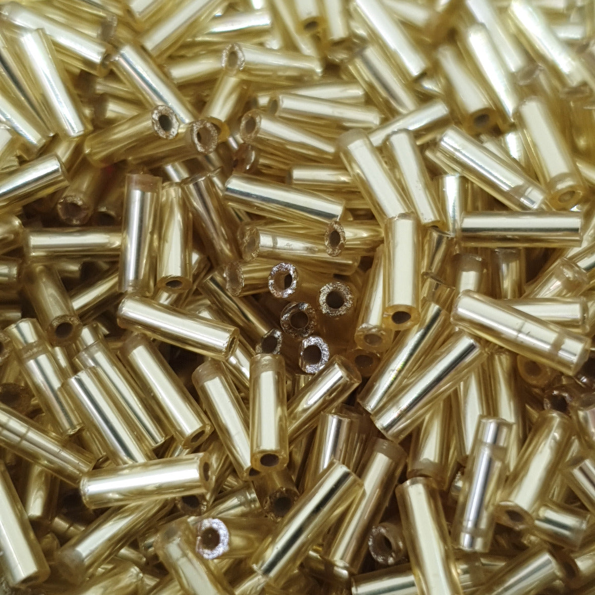 Light Gold - 6mm Silverlined (50g) - Bugle Seed Beads