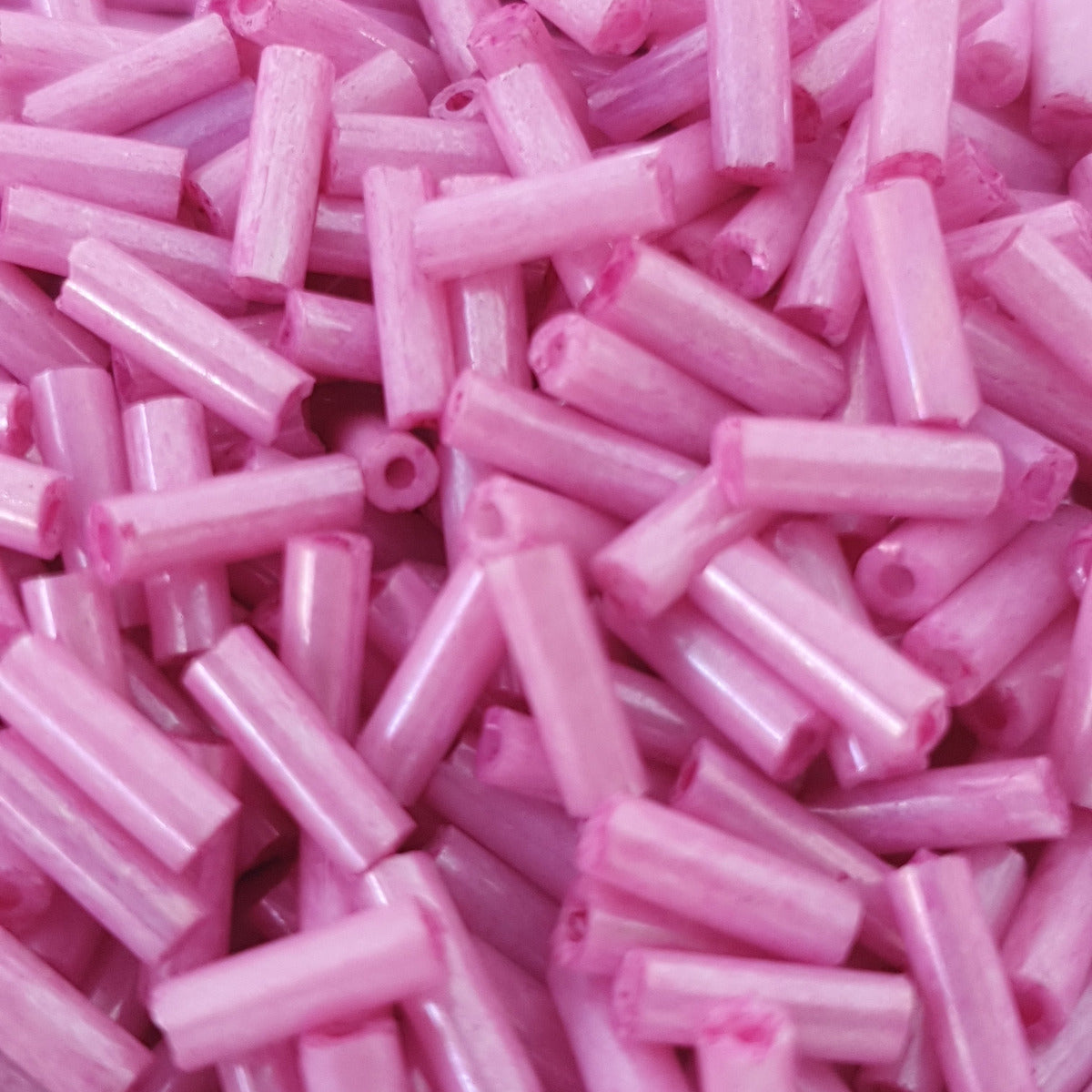 Pink - 6mm Opaque Lustre (50g) - Bugle Seed Beads
