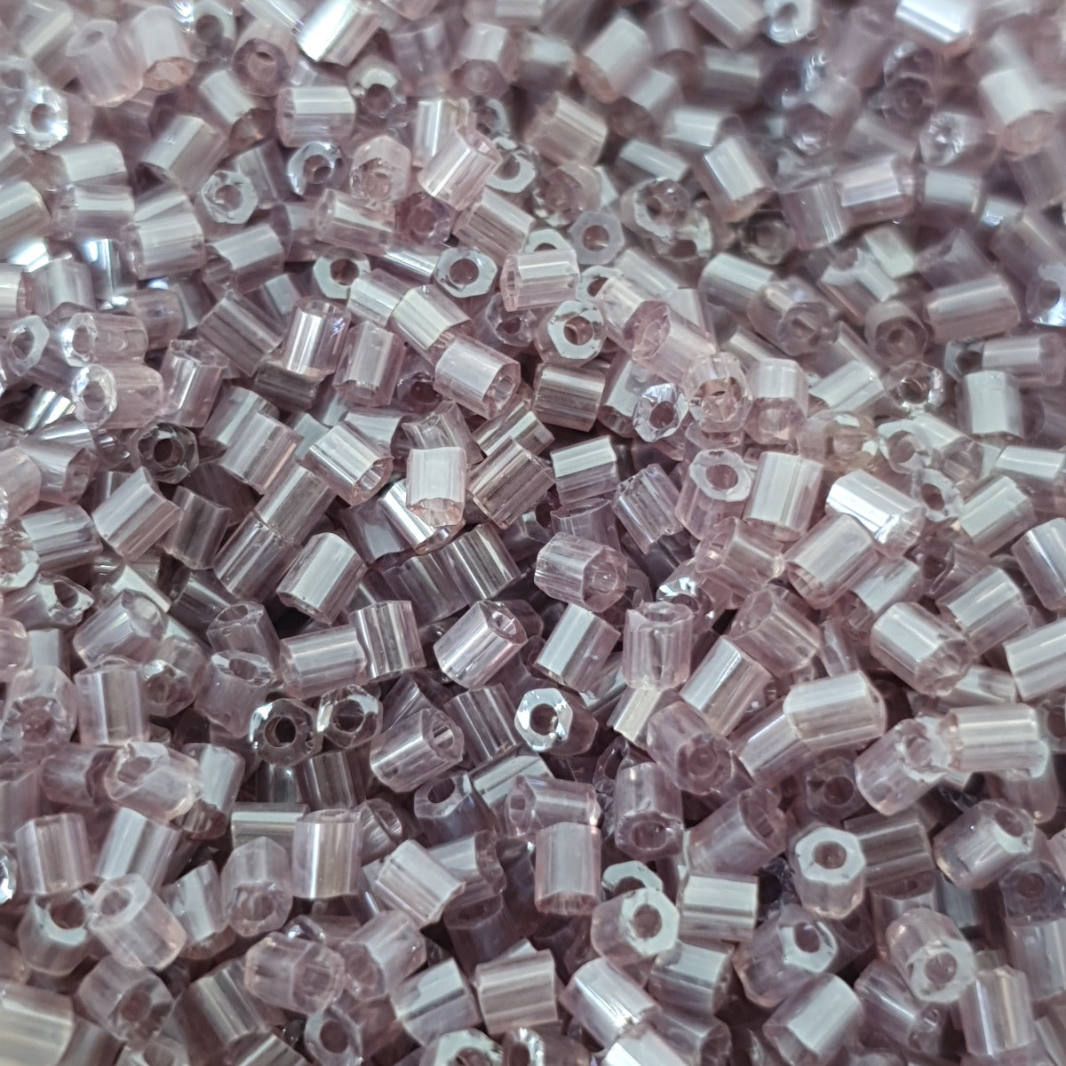 Amethyst - (2-cut) 2mm Inside Lined Transparent (50g) - Bugle Seed Beads