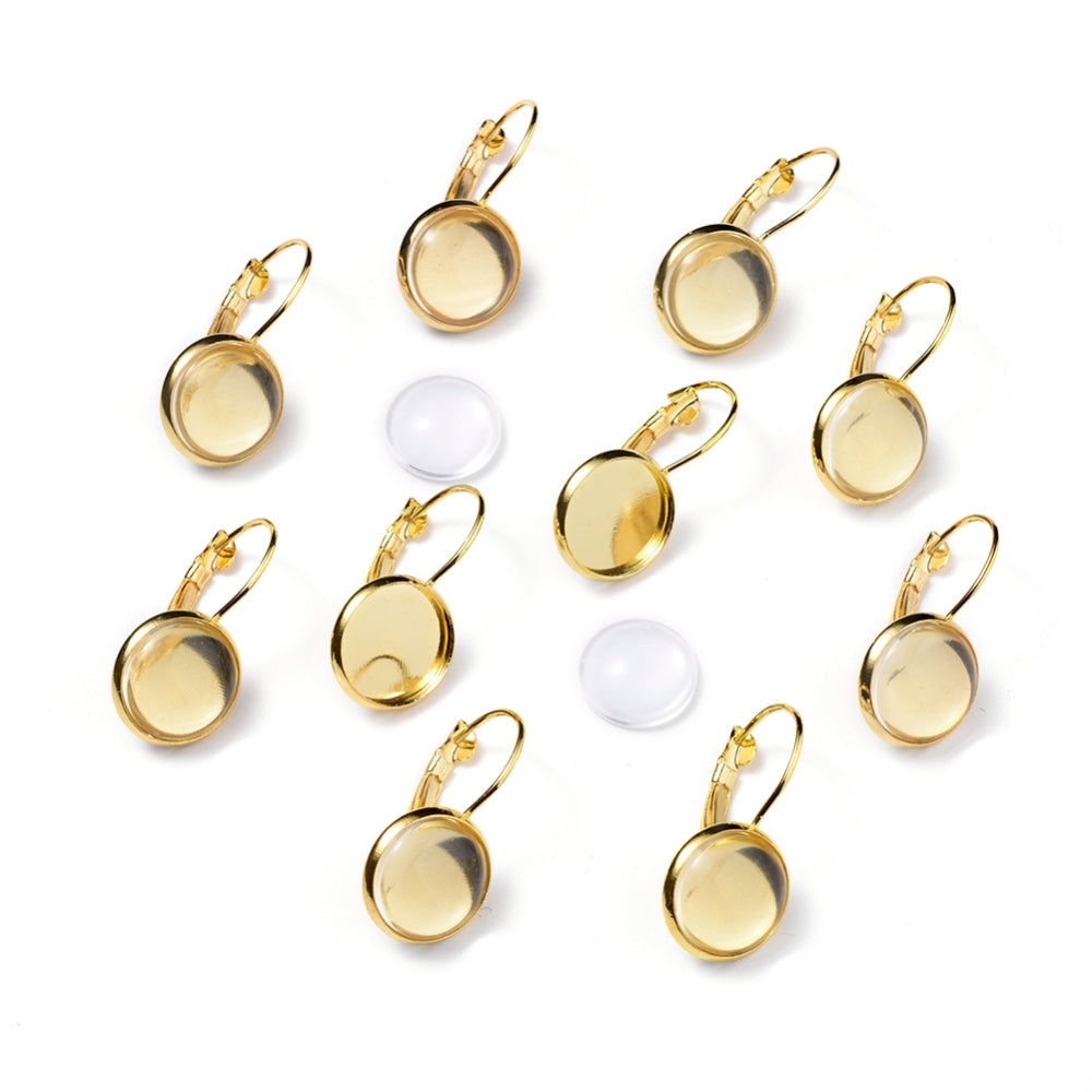 Ear Wires w. Glass Dome (2) - Gold