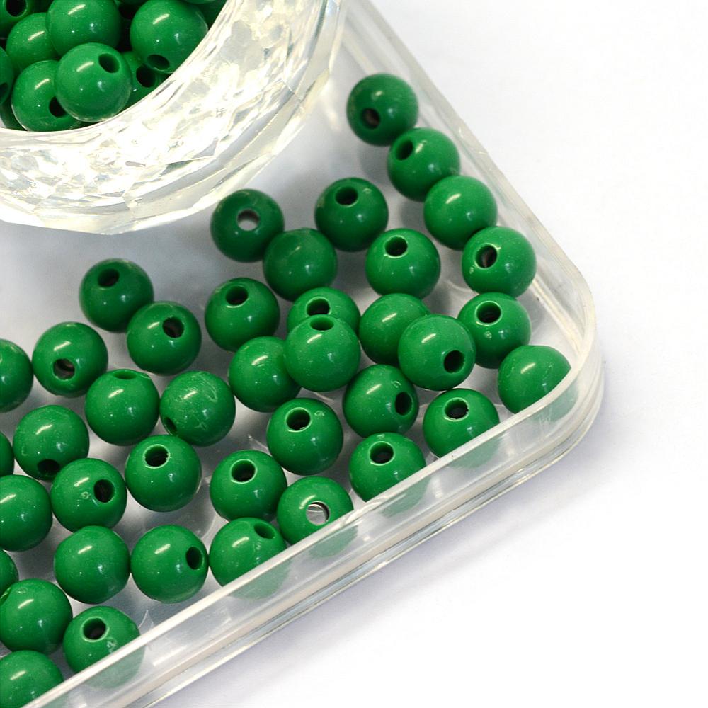 6mm Green Opaque (100) - Round Acrylic Beads