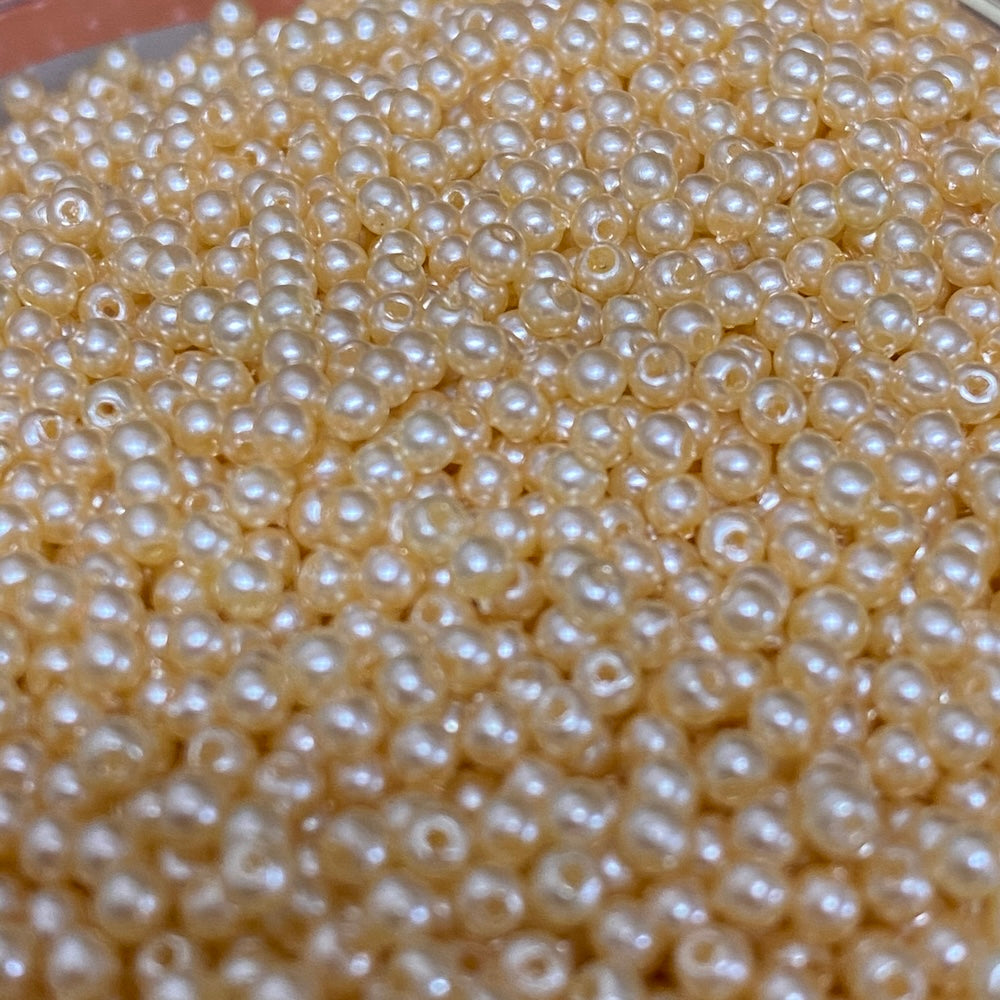 3mm Round (500) - Cream - Vintage Acrylic Pearls