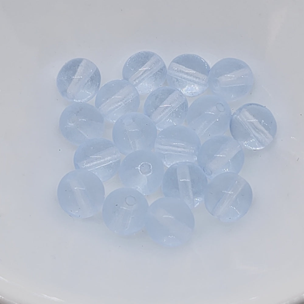 6mm Round (25) - Palest Blue Transparent - Vintage Czech Glass Beads