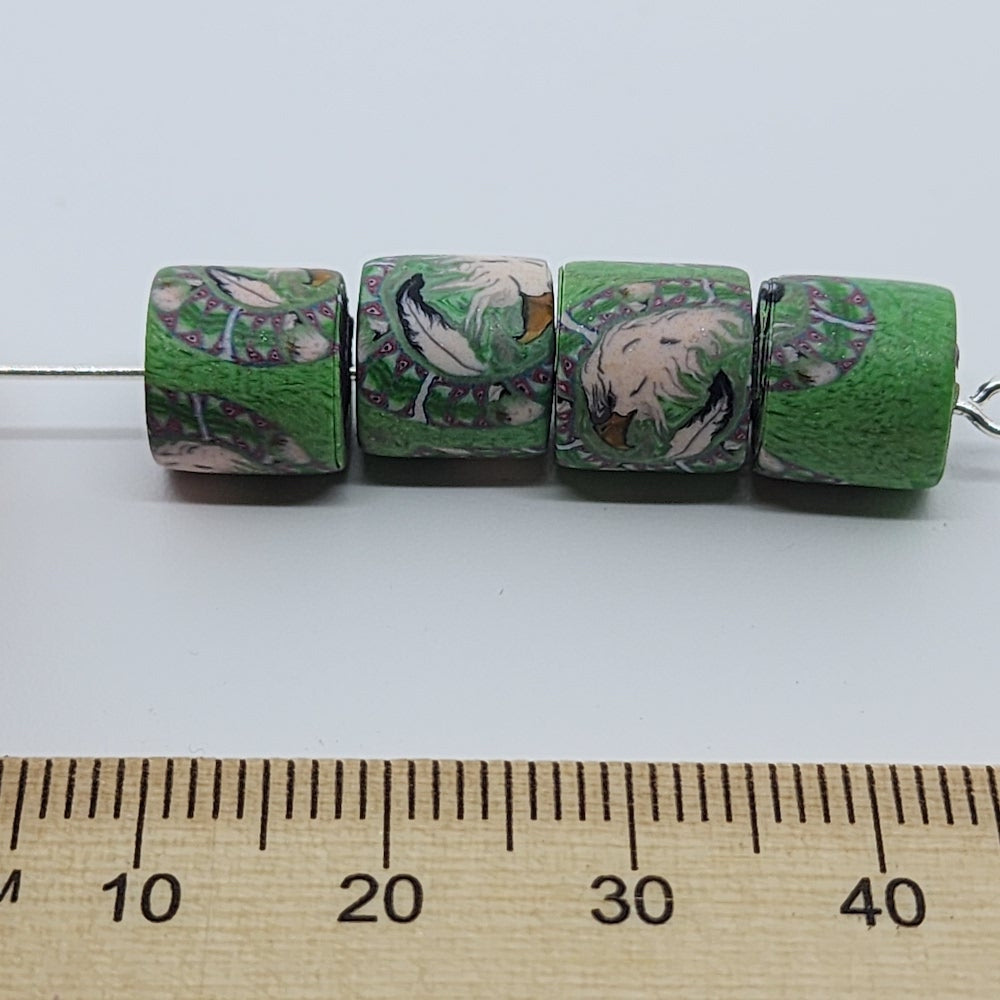 10mm Tube Fimo Beads (10) - Eagle w. Feather