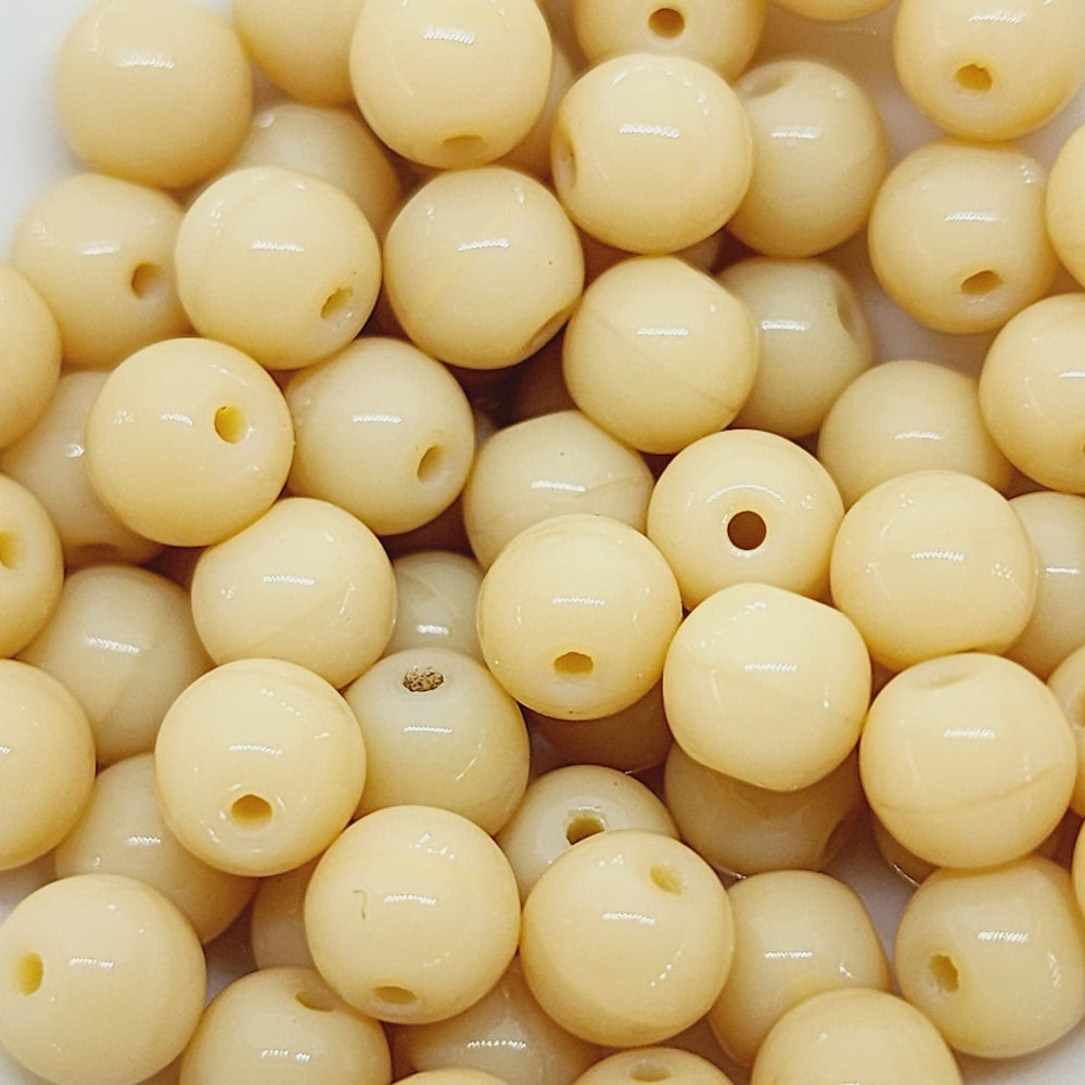6mm Round (50) - Dark Cream Opaque - Vintage Czech Glass Beads
