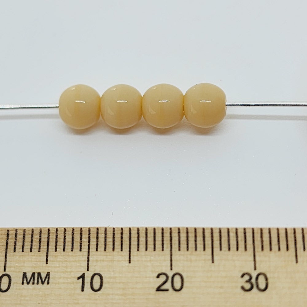 6mm Round (50) - Dark Cream Opaque - Vintage Czech Glass Beads