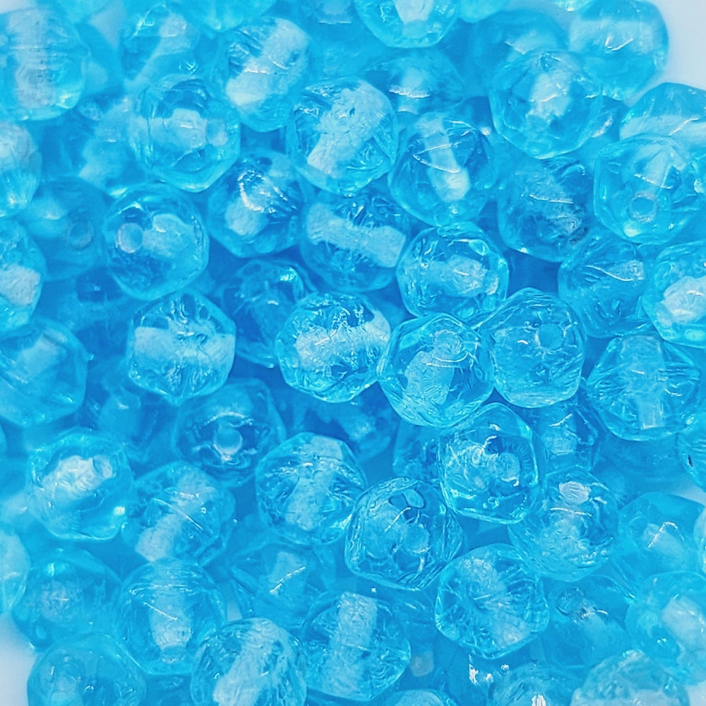 5mm Facet Round (50) - Water Blue Transparent - Vintage Czech Glass Beads