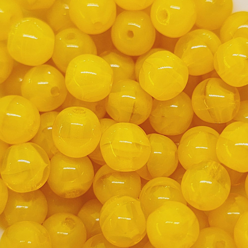 6mm Round (50) - Butterscotch Amber - Vintage Czech Glass Beads