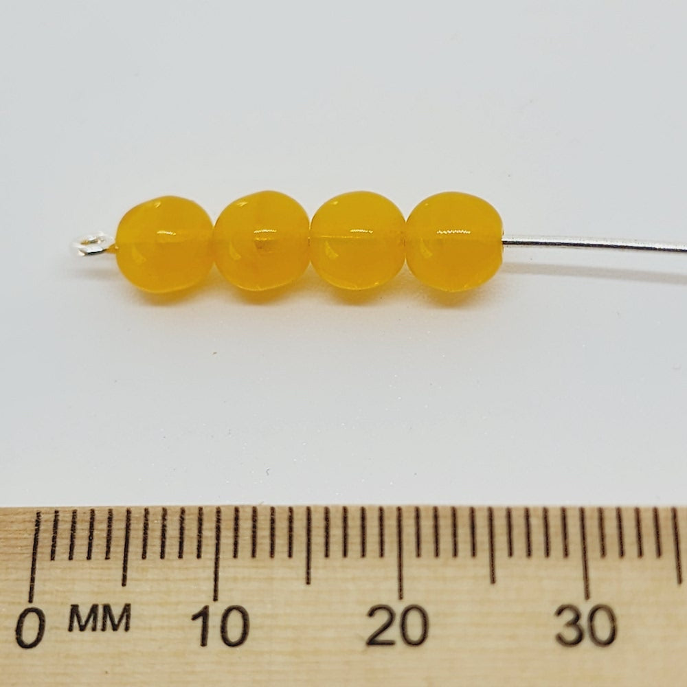 6mm Round (50) - Butterscotch Amber - Vintage Czech Glass Beads