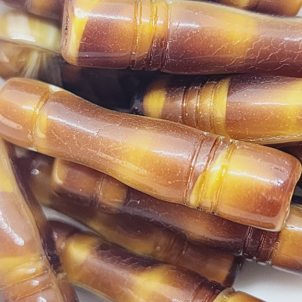 28x7mm Column Minaret (10) - Toffee Brown Swirl - Vintage Czech Glass Beads