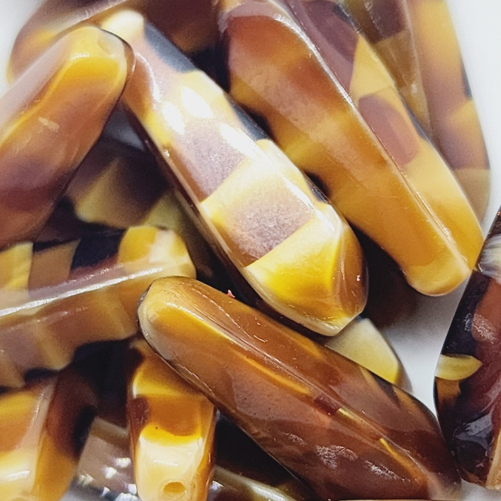 25x8mm Spear (10) - Caramel Toffee - Vintage Czech Glass Beads