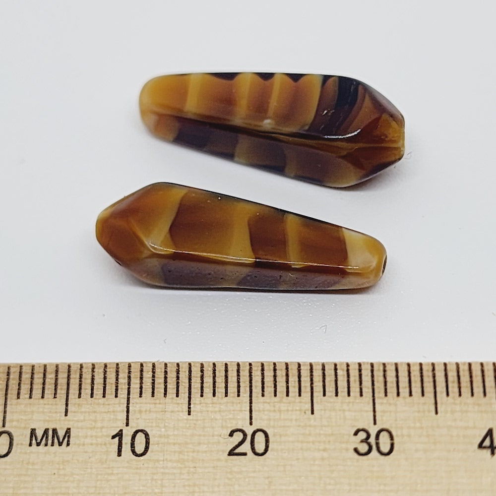 25x8mm Spear (10) - Caramel Toffee - Vintage Czech Glass Beads