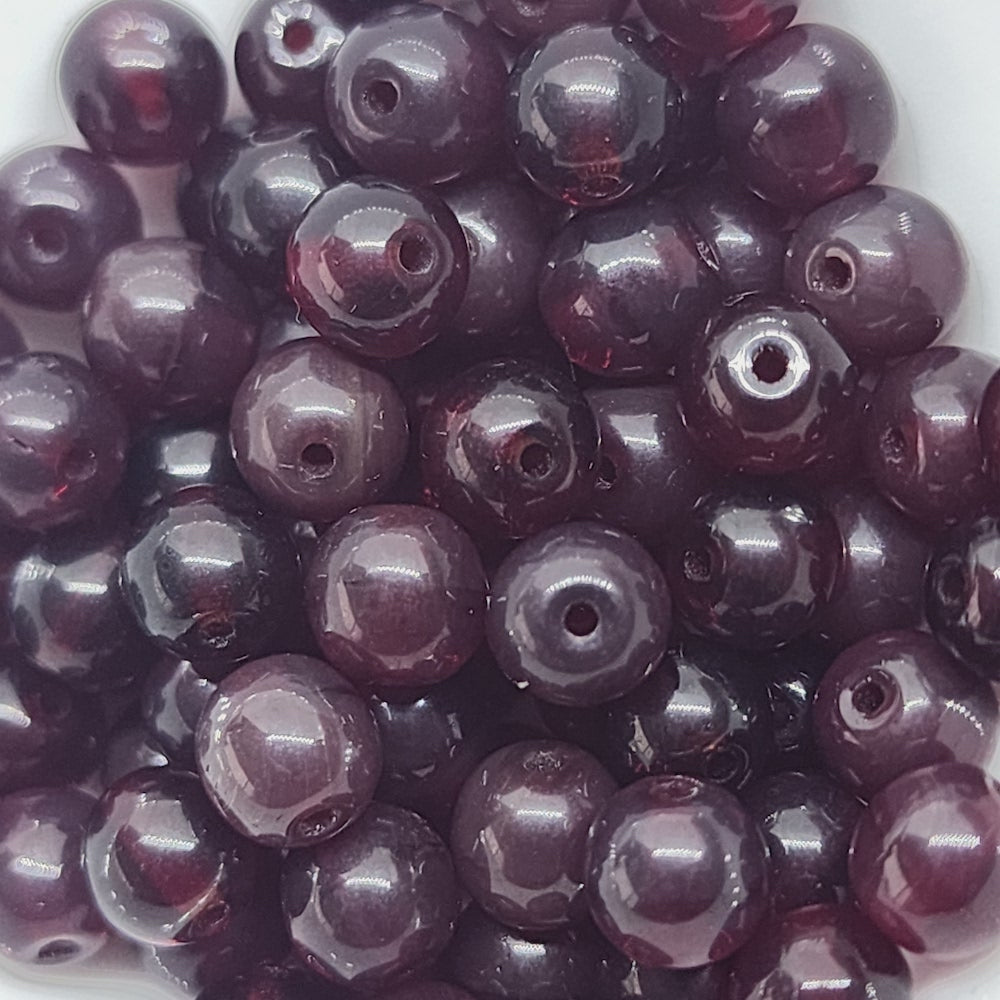 6mm Round (150) - Garnet - Vintage Czech Glass Beads