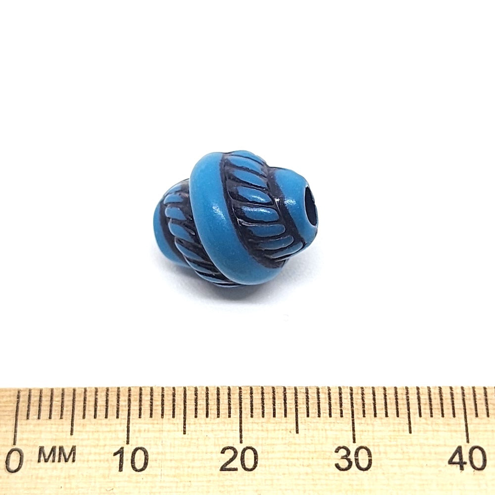 16x13mm Twist (10) - Blue w. Black - South Western Style Vintage Beads