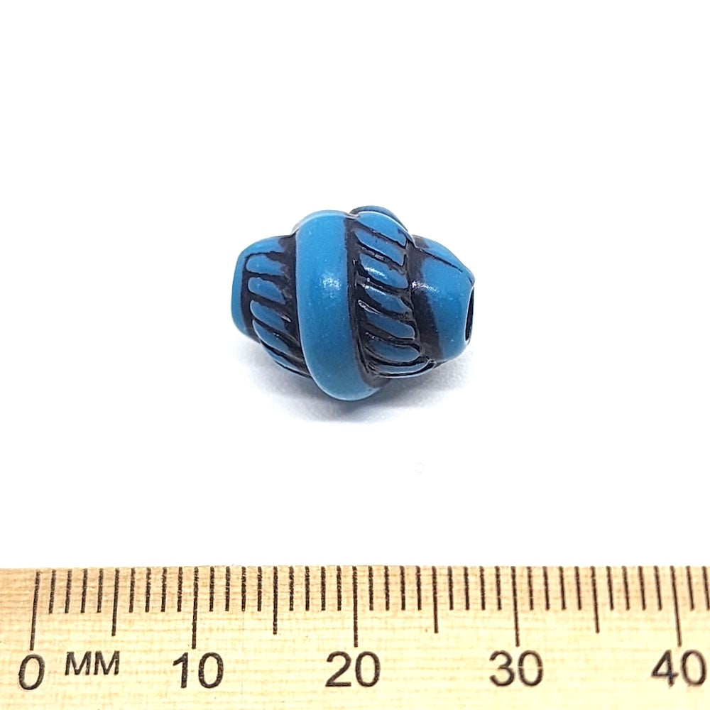 16x13mm Twist (10) - Blue w. Black - South Western Style Vintage Beads