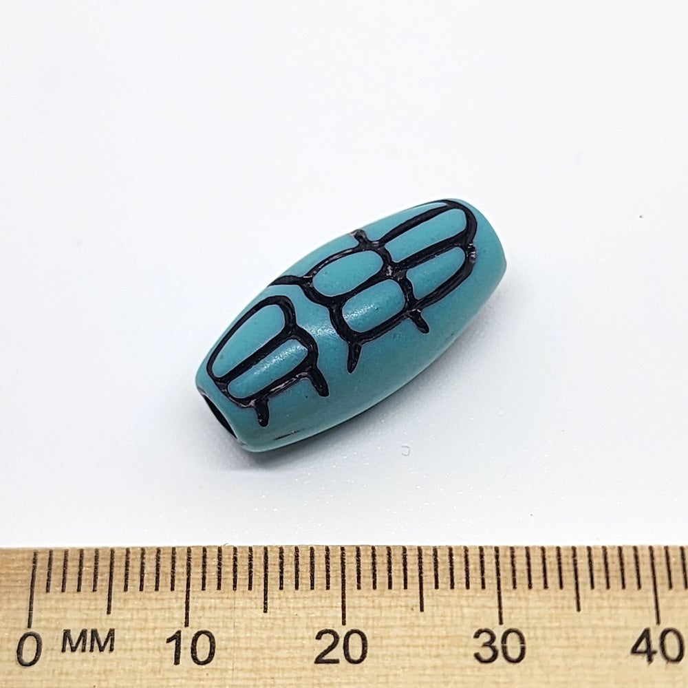 23x11mm Oval (10) - Turquoise w. Black - South Western Style Vintage Beads