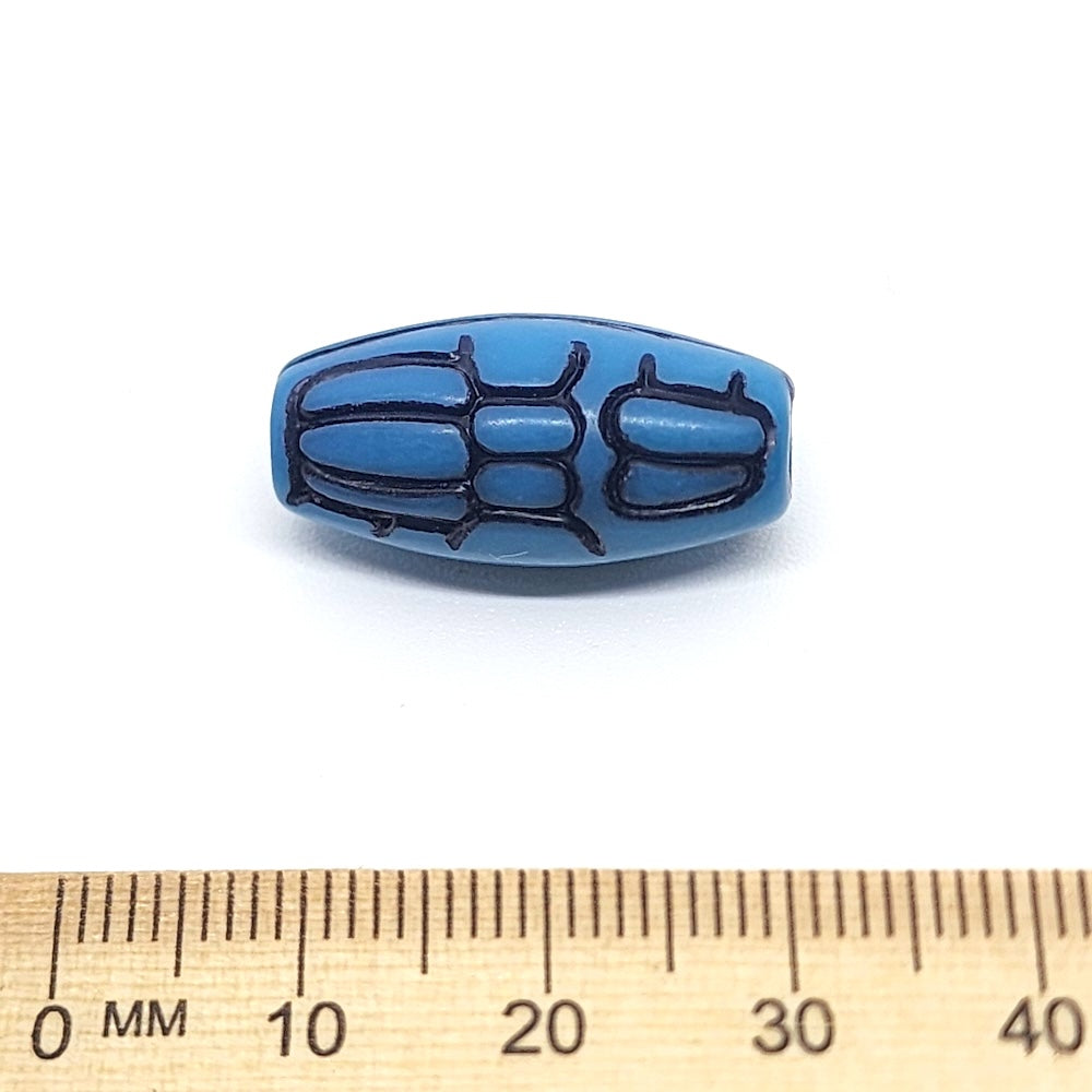 23x11 Oval (10) - Blue w. Black - South Western Style Vintage Beads