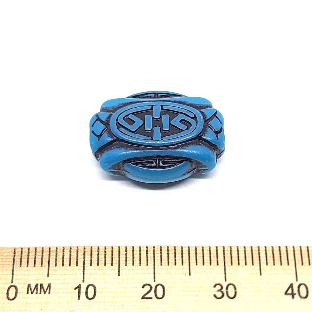 21x15mm Flat (10) - Blue w. Black - South Western Style Vintage Beads