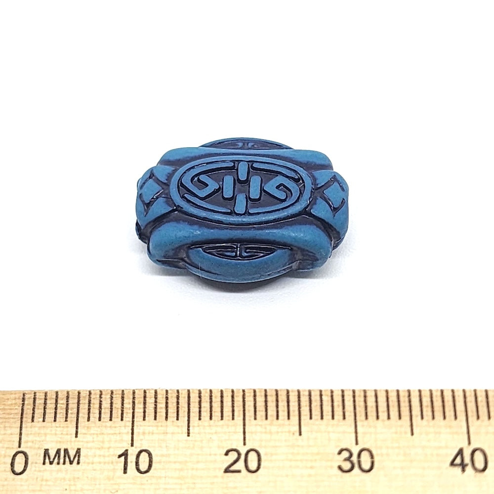 21x15mm Flat (10) - Blue w. Black - South Western Style Vintage Beads
