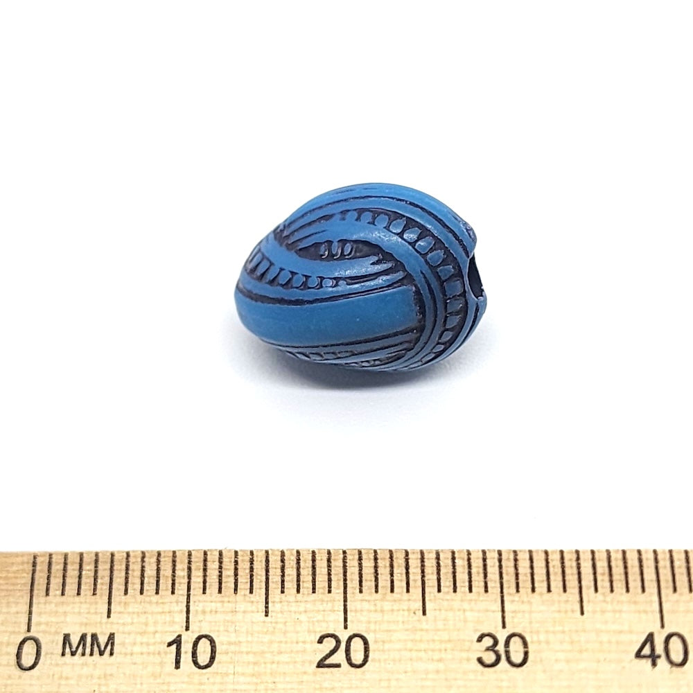 17x13mm Oval Knot (10) - Blue w. Black - South Western Style Vintage Beads