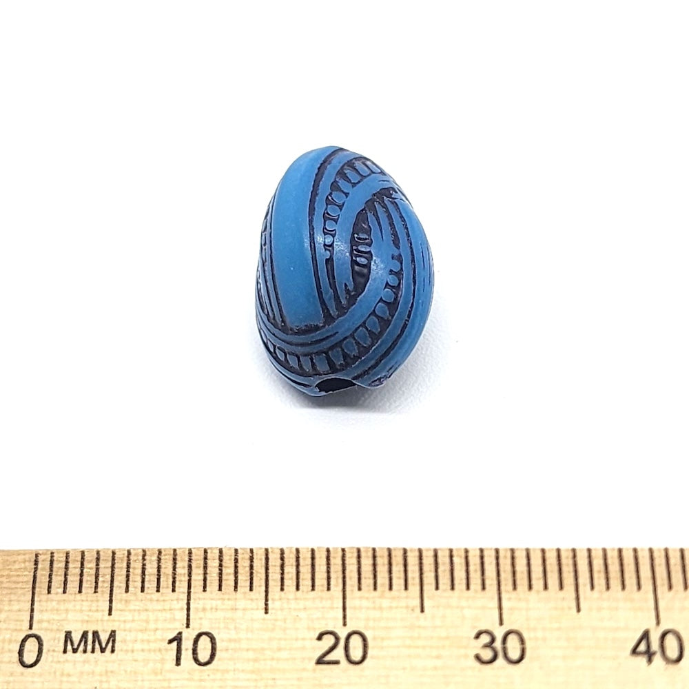 17x13mm Oval Knot (10) - Blue w. Black - South Western Style Vintage Beads