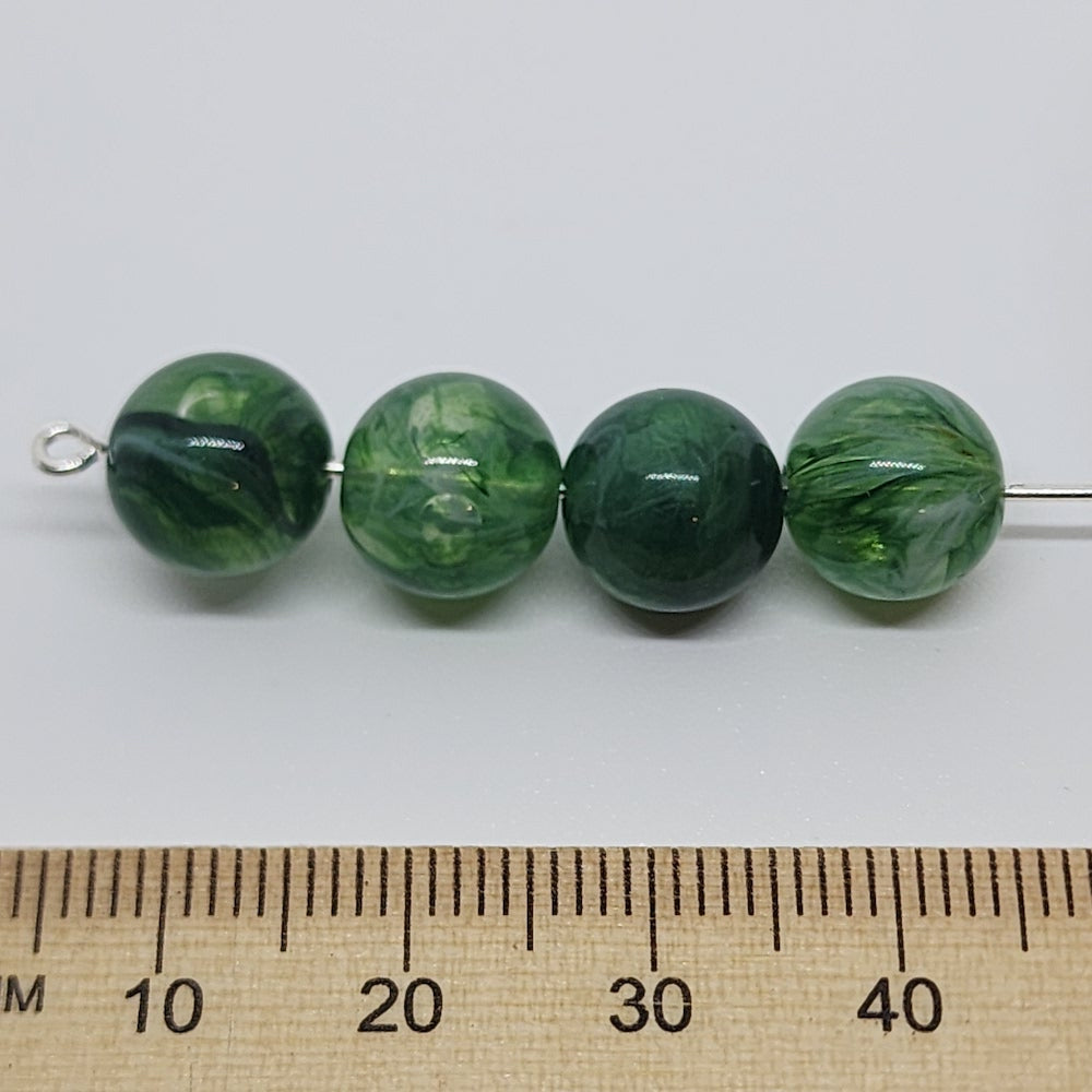 10mm Round (25) - Jade - Gemstone Look Vintage Lucite Beads - Bead Shack