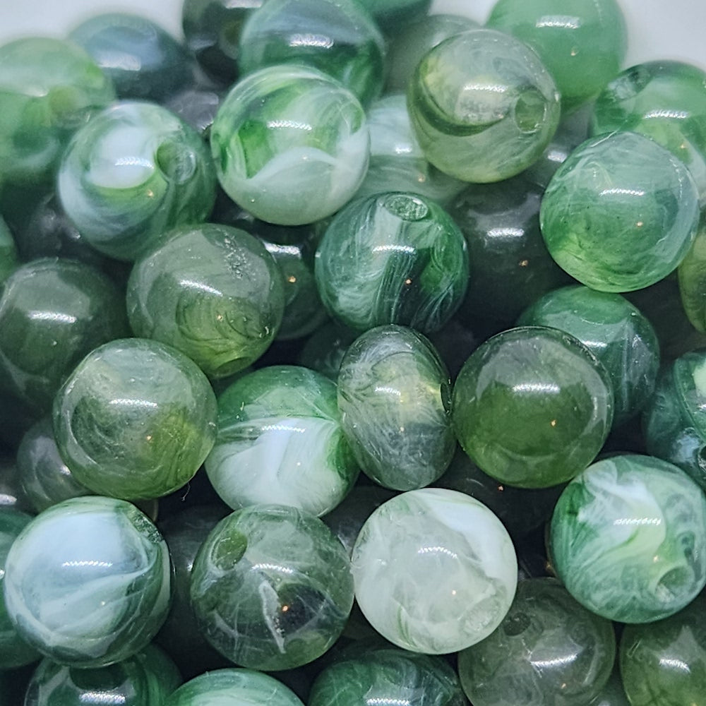 8mm Round (50) - Jade - Gemstone Look Vintage Lucite Beads
