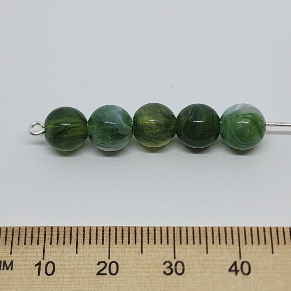 8mm Round (50) - Jade - Gemstone Look Vintage Lucite Beads