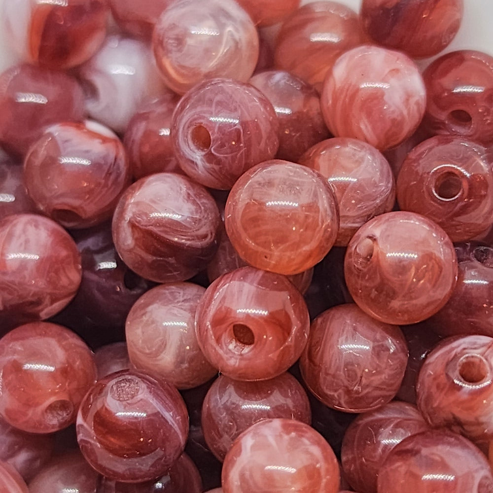 8mm Round (50) - Ruby - Gemstone Look Vintage Lucite Beads