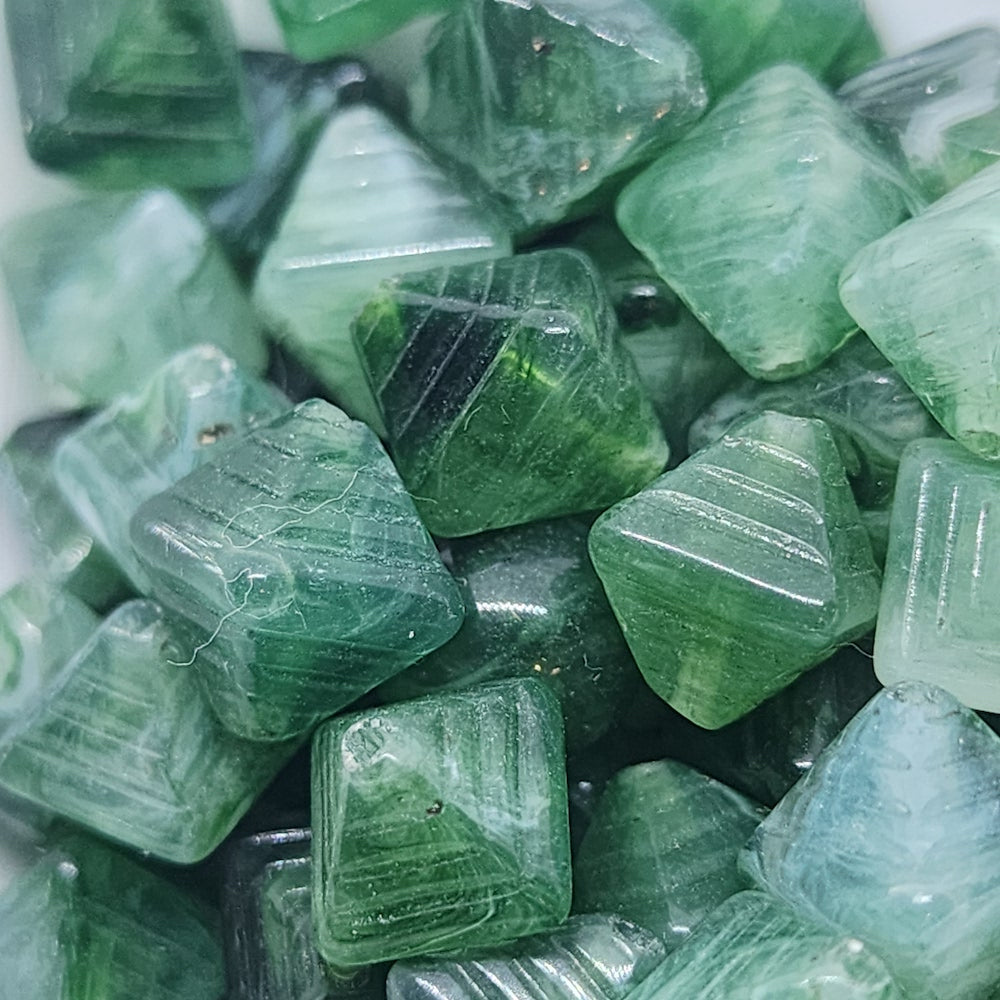 12x10mm Bicone (25) - Jade - Gemstone Look Vintage Lucite Beads