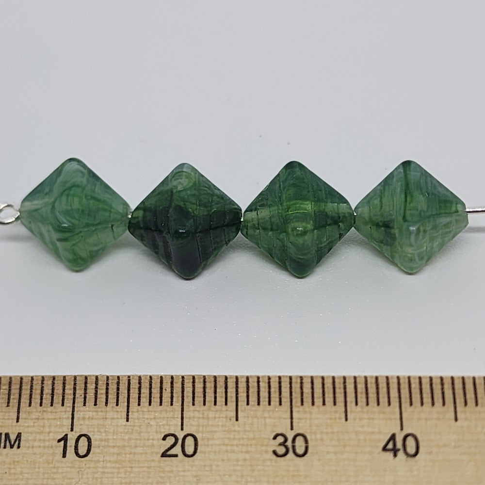 12x10mm Bicone (25) - Jade - Gemstone Look Vintage Lucite Beads